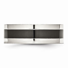 Stainless Steel Base with Polished Black Ceramic Center Band