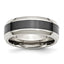 Stainless Steel Base with Brushed Black Ceramic Center Beveled Band