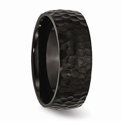 Stainless Steel Black Engravable 8mm Hammered Band for Sophisticated Style