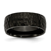Stainless Steel Black Engravable 8mm Hammered Band for Sophisticated Style