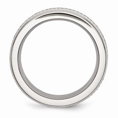 Stainless Steel Mesh Ring with Polished Finish, 8mm Band, Engravable, Unisex