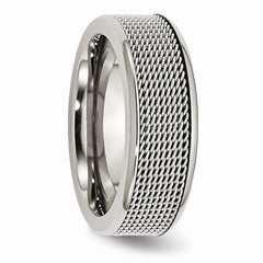 Stainless Steel Mesh Ring with Polished Finish, 8mm Band, Engravable, Unisex
