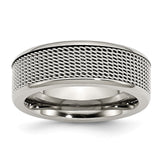 Stainless Steel Mesh Ring with Polished Finish, 8mm Band, Engravable, Unisex