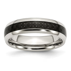 Sophia Jewelers Stainless Steel Band with Black Carbon Fiber Inlay Modern Elegance, Engravable