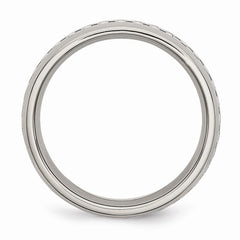 Stainless Steel Men's Band with Grey Carbon Fiber Inlay Engravable, Polished Finish