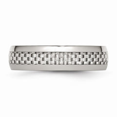 Stainless Steel Men's Band with Grey Carbon Fiber Inlay Engravable, Polished Finish