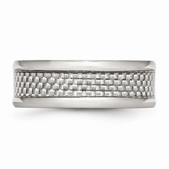 Sophia Jewelers Stainless Steel Band with Grey Carbon Fiber Inlay, 8mm Polished Modern Ring