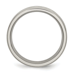 Stainless Steel Polished With Grey Carbon Fiber Inlay 6mm Band