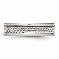 Sophia Jewelers Stainless Steel Ring with Engravable Grey Carbon Fiber Inlay