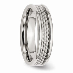 Sophia Jewelers Stainless Steel Ring with Engravable Grey Carbon Fiber Inlay