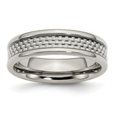 Sophia Jewelers Stainless Steel Ring with Engravable Grey Carbon Fiber Inlay