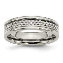 Sophia Jewelers Stainless Steel Ring with Engravable Grey Carbon Fiber Inlay