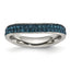 Sophia Jewelers Stainless Steel Blue Crystal Eternity Ring with Polished Wavy Design