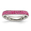 Stainless Steel 4mm Polished Pink Crystal Ring