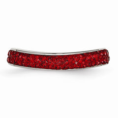Sophia Jewelers Polished Stainless Steel Red Crystal Eternity Band Ring