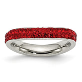 Sophia Jewelers Polished Stainless Steel Red Crystal Eternity Band Ring