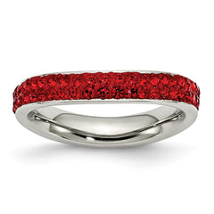Sophia Jewelers Polished Stainless Steel Red Crystal Eternity Band Ring