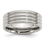 Stainless Steel Wedding Band with Grooved Design and Comfort Fit 8mm