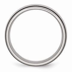 Stainless Steel Wedding Band with Black Rubber, Engravable Brushed Finish