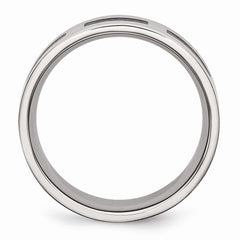 Sophia Jewelers Stainless Steel Black Rubber 8mm Engravable Flat Wedding Band