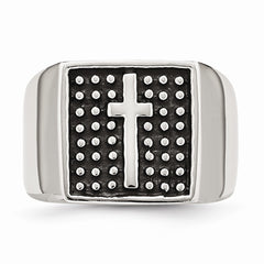 Sophia Jewelers Polished Antiqued Stainless Steel Cross Ring Unisex