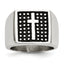Stainless Steel Antiqued Polished & Textured Cross Signet Ring, Size 8–9 - Sophia Jewelers