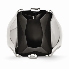 Stainless Steel Black CZ Polished Ring with Elegant Modern Design