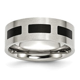 Sophia Jewelers Stainless Steel Black Rubber 8mm Engravable Flat Wedding Band