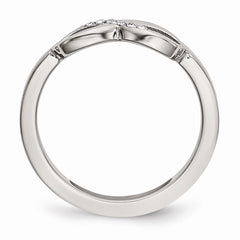 Stainless Steel Infinity CZ Ring with Polished Finish Elegant and Timeless