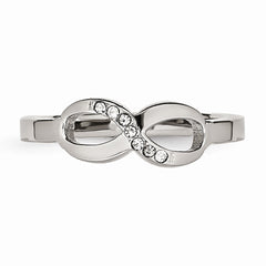 Stainless Steel Infinity CZ Ring with Polished Finish Elegant and Timeless