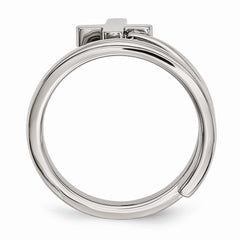 Stainless Steel Polished Twisted Cross Ring by Sophia Jewelers - 6 - 6