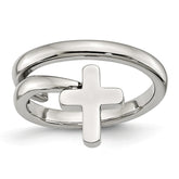Stainless Steel Polished Twisted Cross Ring by Sophia Jewelers - 6 - 6