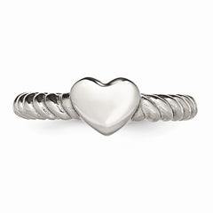 Sophia Jewelers Stainless Steel Polished Twisted Heart Ring Elegant Themed Design