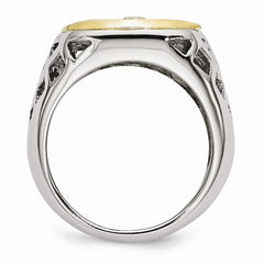 Sophia Jewelers Stainless Steel Jesus Ring with Gold Tone Polish