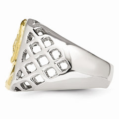 Sophia Jewelers Stainless Steel Jesus Ring with Gold Tone Polish