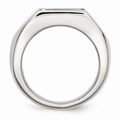 Sophia Jewelers Stainless Steel 14K Gold Stripe Signet Ring
