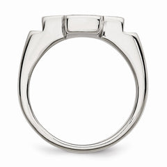 Stainless Steel Polished Cross Ring with Black Enamel Accent