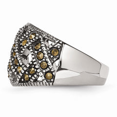 Sophia Jewelers Stainless Steel Polished Marcasite Antique Ring