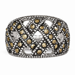 Sophia Jewelers Stainless Steel Polished Marcasite Antique Ring