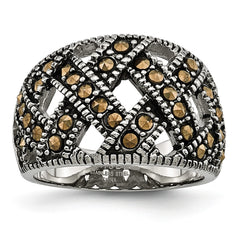 Sophia Jewelers Stainless Steel Polished Marcasite Antique Ring