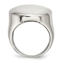 StainleSterling Silver Steel Polished Circular Signet Ring