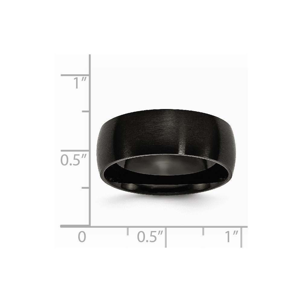 Stainless Steel 8mm Black IP-plated Brushed Band