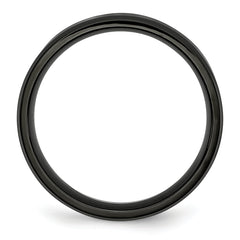 Stainless Steel Polished Brushed Center Black IP-plated 6mm Beveled Edge Band