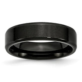 Sophia Jewelers 6mm Black IP Stainless Steel Wedding Band Engravable Beveled Edge