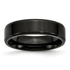 Sophia Jewelers 6mm Black IP Stainless Steel Wedding Band Engravable Beveled Edge