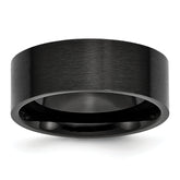 Stainless Steel Brushed Black IP-plated 8mm Flat Band