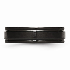 Sophia Jewelers Stainless Steel Black IP Wedding Band with Brushed Center