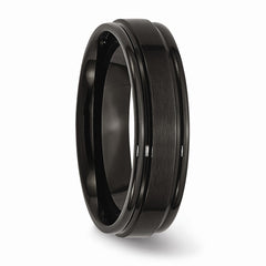 Sophia Jewelers Stainless Steel Black IP Wedding Band with Brushed Center