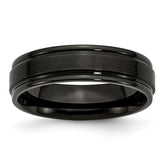 Sophia Jewelers Stainless Steel Black IP Wedding Band with Brushed Center