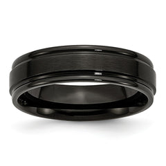 Sophia Jewelers Stainless Steel Black IP Wedding Band with Brushed Center